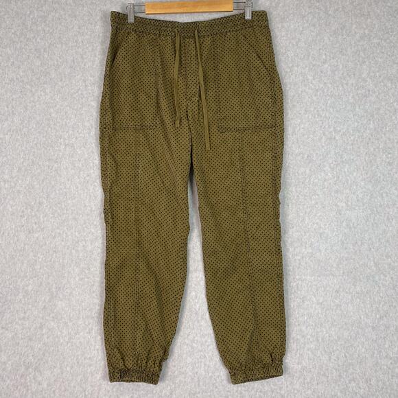 Anthropologie Green Polka Dot Flocked High Waisted Joggers Size Medium - Picture 2 of 11